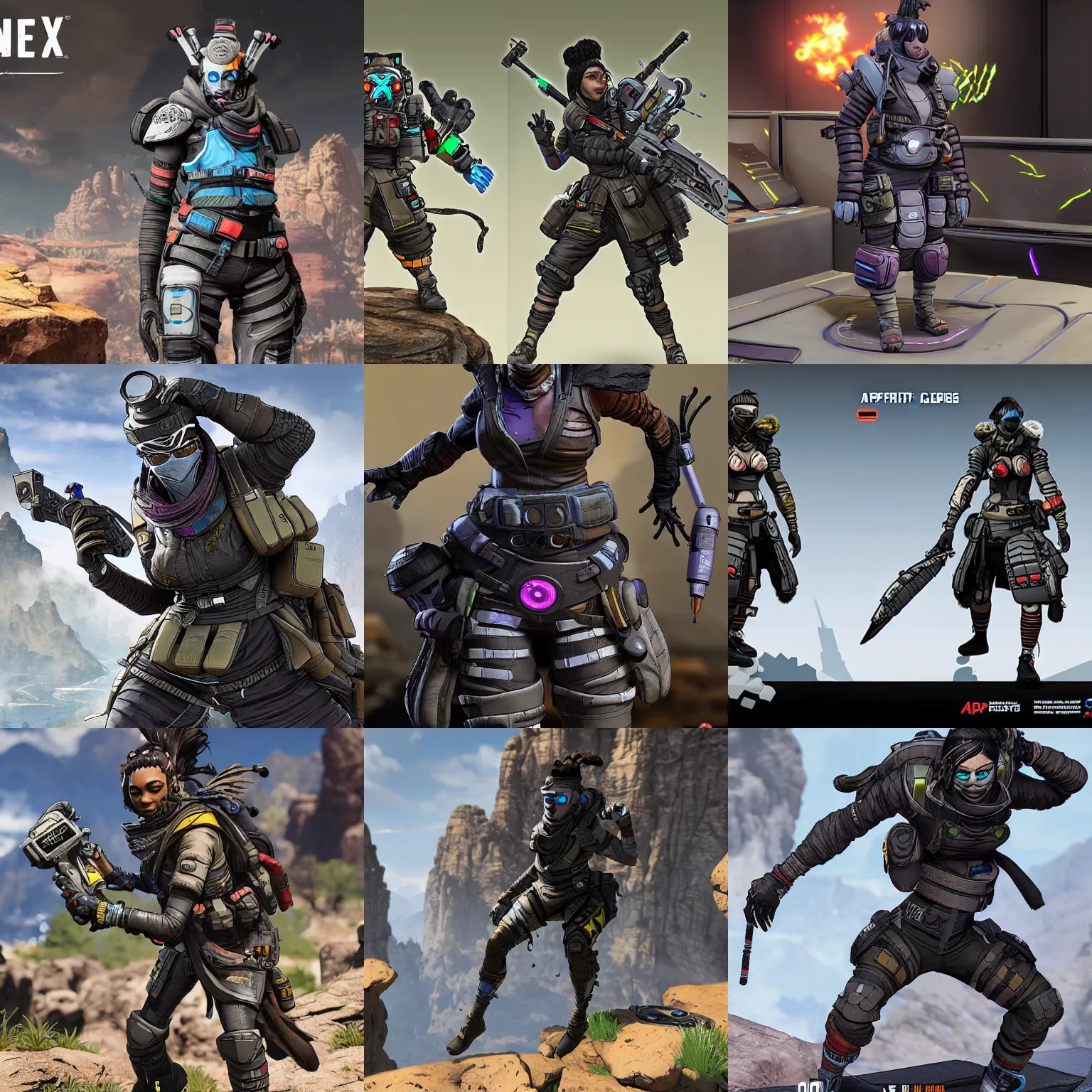 Image similar to apex legends game character wraith, detailed