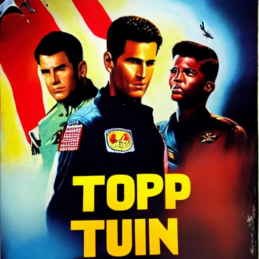 Image similar to painted movie poster for top gun, ghana movie poster style