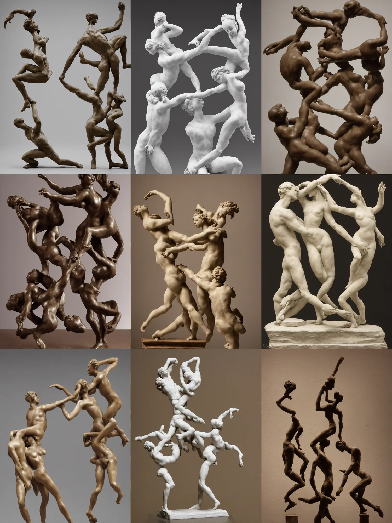 Prompt: a photo sculptures of a couples dancing by Michelangelo