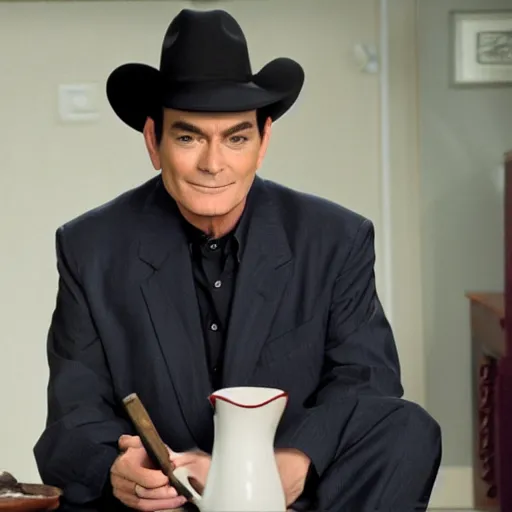 Image similar to charlie sheen in an amish comedy drama