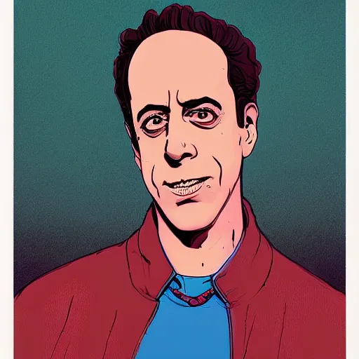 Prompt: a study of cell shaded portrait of jerry seinfeld 22 concept art, llustration, post grunge, concept art by josan gonzales and wlop, by james jean, Victo ngai, David Rubín, Mike Mignola, Laurie Greasley, highly detailed, sharp focus, alien, Trending on Artstation, HQ, deviantart, art by artgem