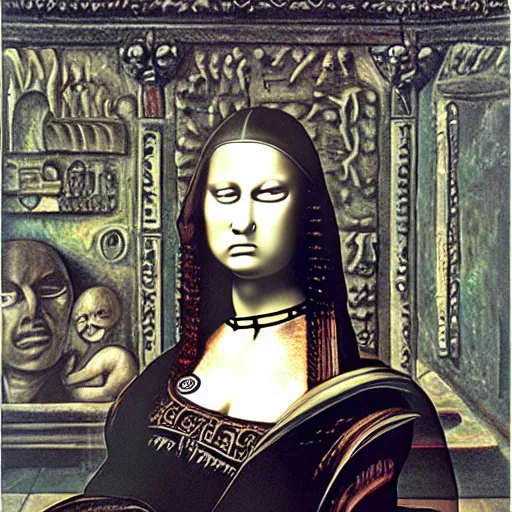 Image similar to giger, h. r. - monalisa in the style of giger, h. r. by giger, h. r.