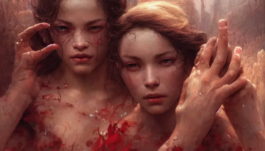 Image similar to epic masterpiece ignorance, drama, sweaty skin, hyperrealistic, octane render, cinematic, beautiful face and flawless skin, perfect hands, 5 fingers, ruby by Edgar Maxence and Ross Tran and Michael Whelan, Legends of Runeterra