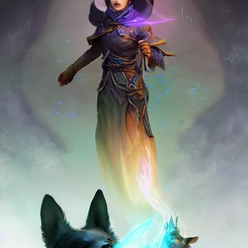 Prompt: corgi mage, spellcaster, arcane, magical, mystical, glowing, fantasy, d & d character art, extremely detailed digital illustration, hyperrealistic, greg rutkowski, artgerm, trending on artstation, 8 k