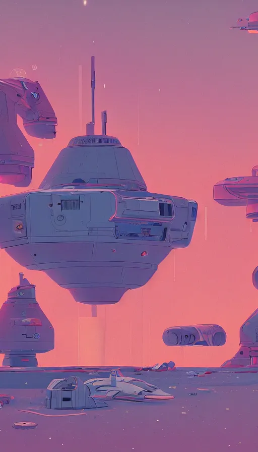 Prompt: spaceship emergency escape pods launch bay, sharp focus, james gilleard, moebius, print, risograph, cinematic, game art