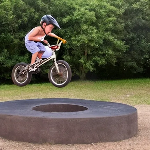 Image similar to kid jumping his bmx over a fire pit