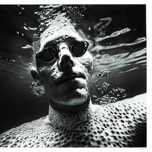 Prompt: Underwater close up portrait by Trent Parke, clean, detailed, Magnum photos