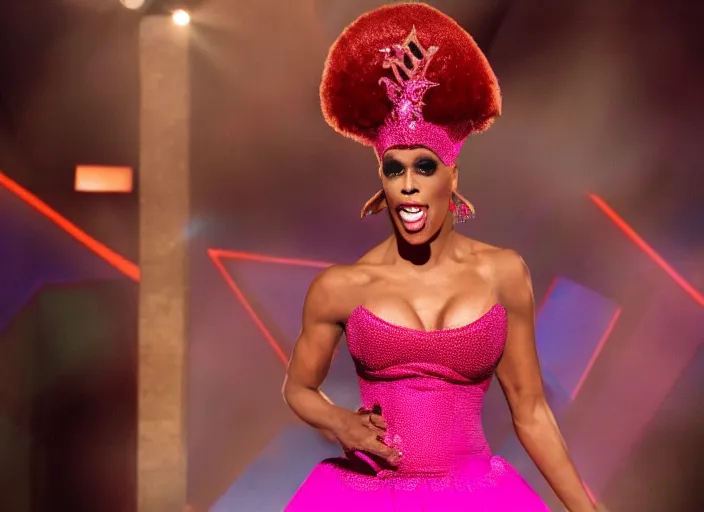 Prompt: broadcast still of jordan peterson in a dress as a contestant of ru paul's drag race, 4 k