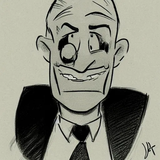 Image similar to milt kahl sketch of a beta male cuck