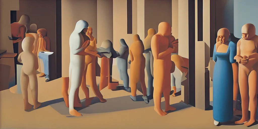 Prompt: science - fiction - poster - oil - painting - by - george - tooker