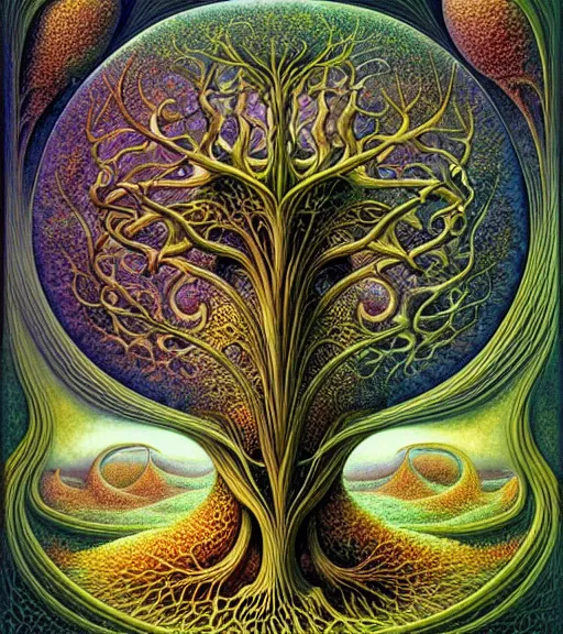 Image similar to tree of life by roger dean and andrew ferez, art forms of nature by ernst haeckel, divine chaos engine, symbolist, visionary, art nouveau, botanical fractal structures, organic, detailed, realistic, surreality