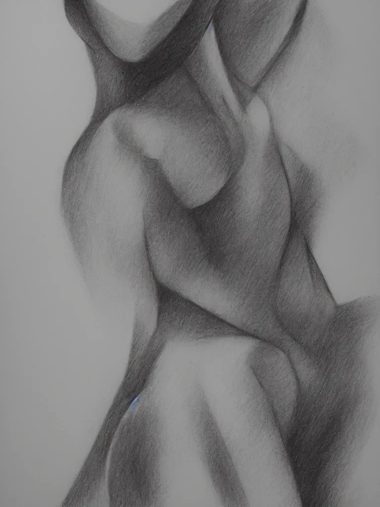 Prompt: geometric sketch of woman, detailed, charcoal on paper,