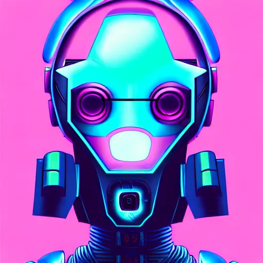 Image similar to Cyberpunk Robot, by Tzeho Lai, Digital illustration of a cute robot, pastel colored, smoth, cartoon character, concept art, procreate, drawing, Trend on Behance Illustration, Childrens Art in Artstation