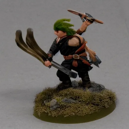 Image similar to halfling rogue with shortbow mounted on a large flightless bird with sharp beak