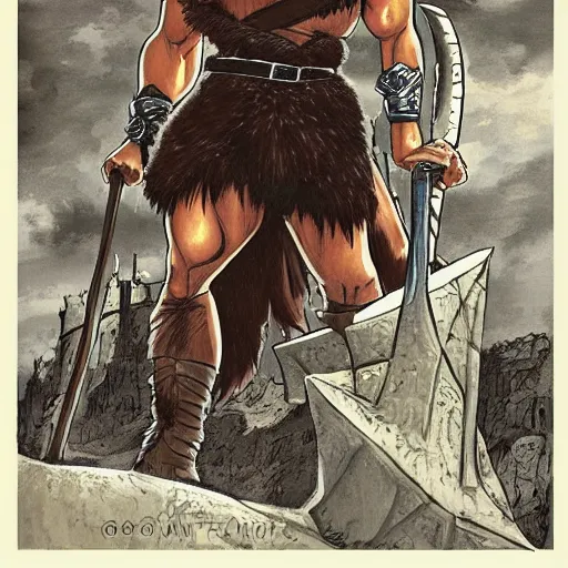 Image similar to conan the barbarian in the style of conan the barbarian by frank frazzetta