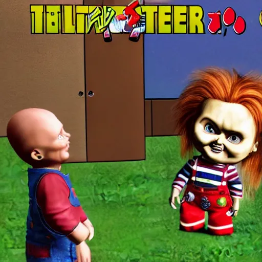 Prompt: Chucky the killer doll playstation game screenshots