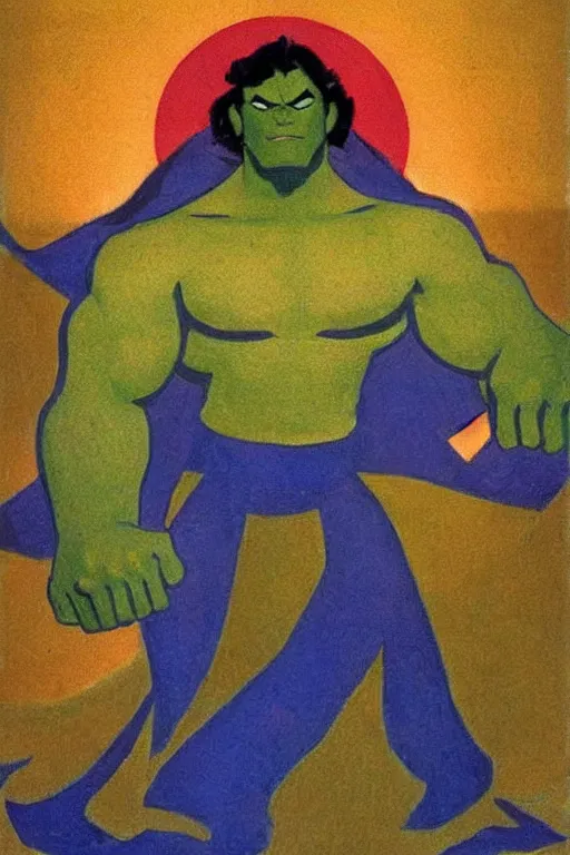 Image similar to hulk, marvel, artwork by nicholas roerich,