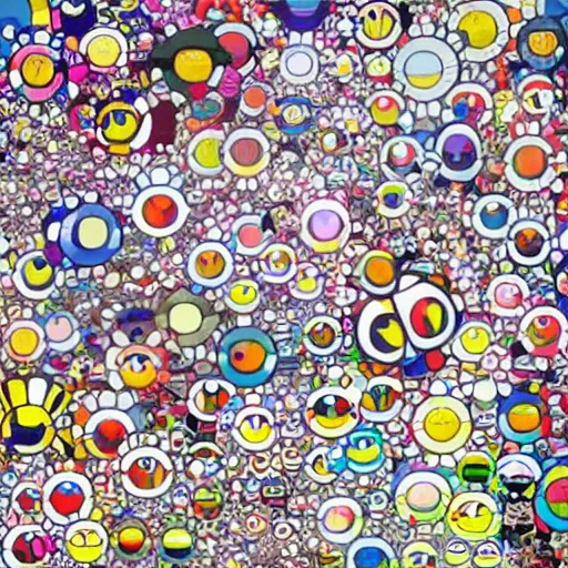 Prompt: planets, takashi murakami art style