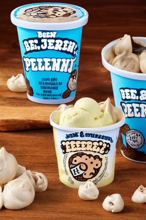 Prompt: ben and jerry's pelmeni flavoured ice cream