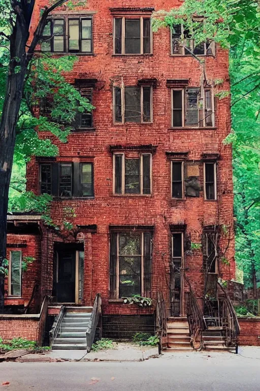 Image similar to (((((a ramshackle Manhattan brick brownstone deep in the forest))))) by Claire Hummel!!!!!!!!!!!!!!!!!!!!!!!!!!!