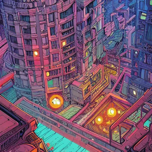 Image similar to an abandoned city being torn up by black hole, by josan gonzales and Dan Mumford