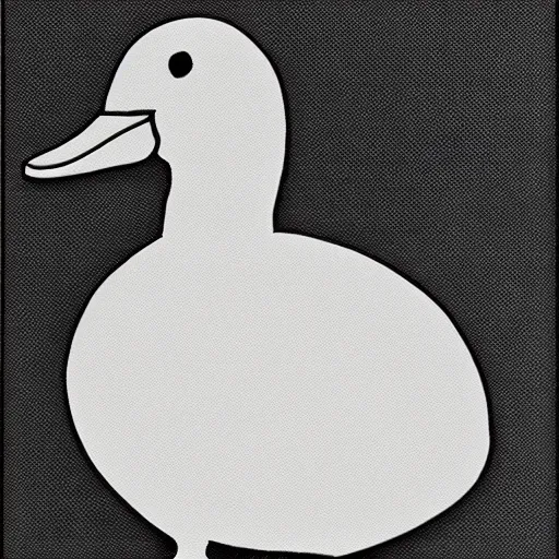 Prompt: line drawing of an abstract duck figure, white on black. highly artistic. professional. museum