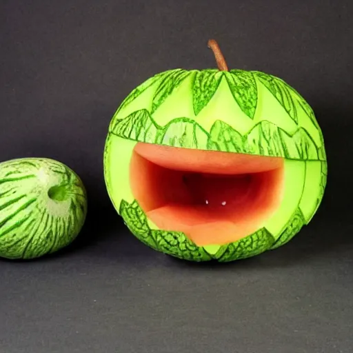 Image similar to melon carved as duck, fruit carving