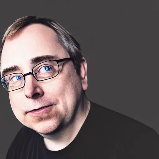 Image similar to Linus Torvalds as a greek god, glowing eyes, modelsociety, radiant skin, huge anime eyes, RTX on, perfect face, directed gaze, intricate, Sony a7R IV, symmetric balance, polarizing filter, Photolab, Lightroom, 4K, Dolby Vision, Photography Award