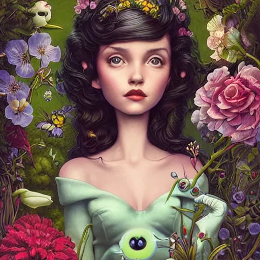 Prompt: !dream Lofi portrait in the garden, Pixar style by Joe Fenton and Stanley Artgerm and Tom Bagshaw and Tim Burton