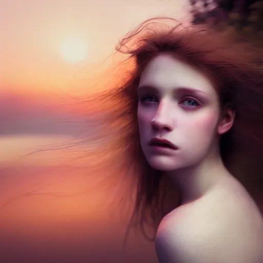 Image similar to photographic portrait of a stunningly beautiful english emo female in soft dreamy light at sunset, soft forcus, contemporary fashion shoot, by edward robert hughes, annie leibovitz and steve mccurry, david lazar, jimmy nelsson, extremely detailed, breathtaking, hyperrealistic, perfect face, octane render