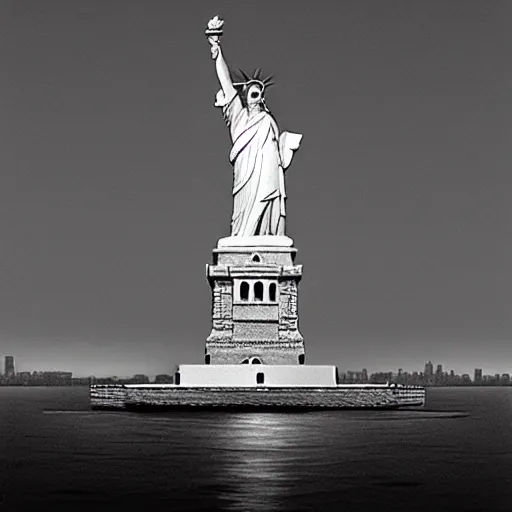 Prompt: statue of liberty, whiteness | highly detailed matte painting, hyperrealistic, very intrincate | cinematic lighting, award - winning | by rachel ruysch, giger, beksinski and bocklin | by austin osman spare and william blake, trending on artstation, cgsociety, official art, octane.