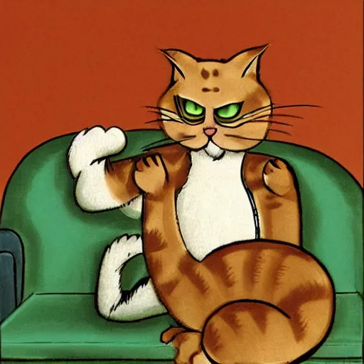 Image similar to cat sitting on sofa by tex avery