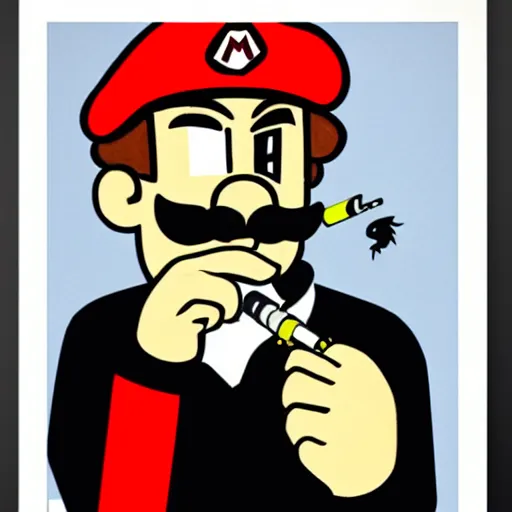 Image similar to mario smoking a cigarette by le corbusier