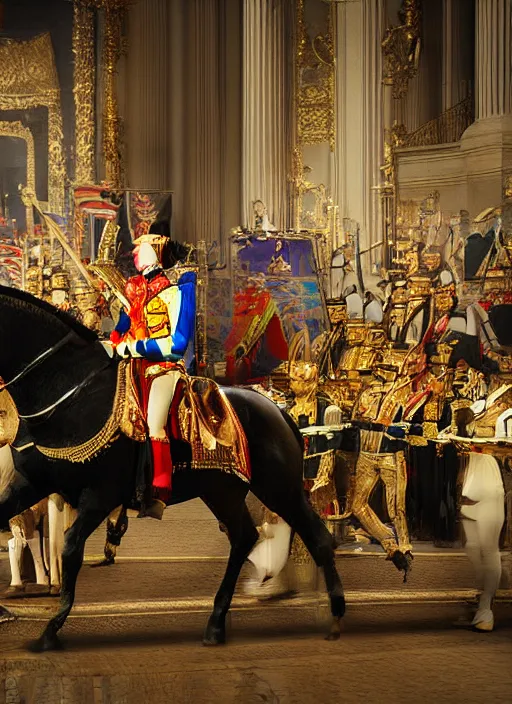 Image similar to the coronation of napoleon painting and sci - fi organic car 3 d realistic render