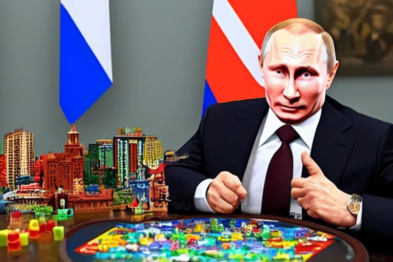 Prompt: Putin playing boardgames, full character, hyper realistic, highly detailed