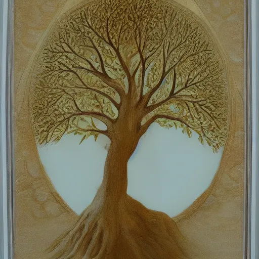 Prompt: the basic composition uses the frame of the qabbalistic tree of life.