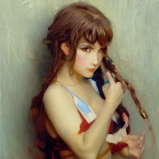 Image similar to detailed portrait of pouting anime girl, painting by gaston bussiere, craig mullins, j. c. leyendecker