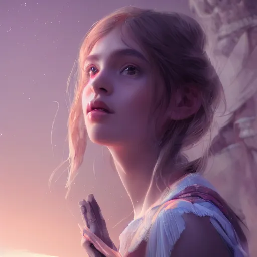 Image similar to portrait of a young beautiful girl with goddess like beauty, seraphic, cute, pure, 8 k uhd, unreal engine, octane render in the artstyle of finnian macmanus, john park and greg rutkowski