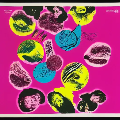 Image similar to cmyk risograph print recessive | album artwork, used lp ( 1 9 8 9 )