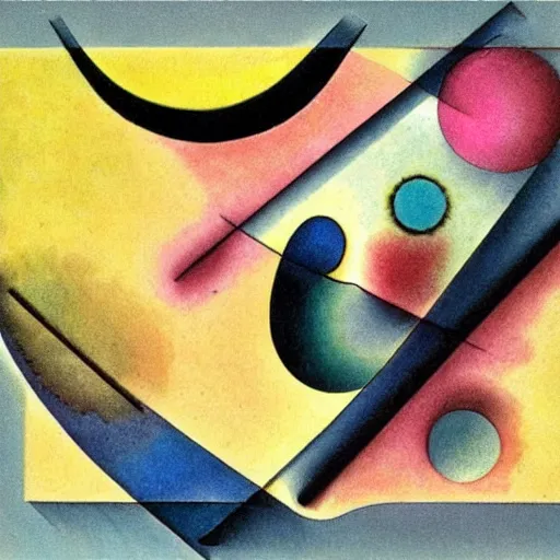 Image similar to a 3d shaded illustration of abstract sketch by Kandinsky