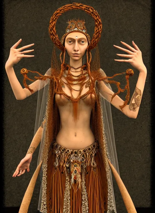 Image similar to marana : marzanna : mara : slavic goddess with six arms, detailed, cinematic, 4 k, intricate, rule of thirds