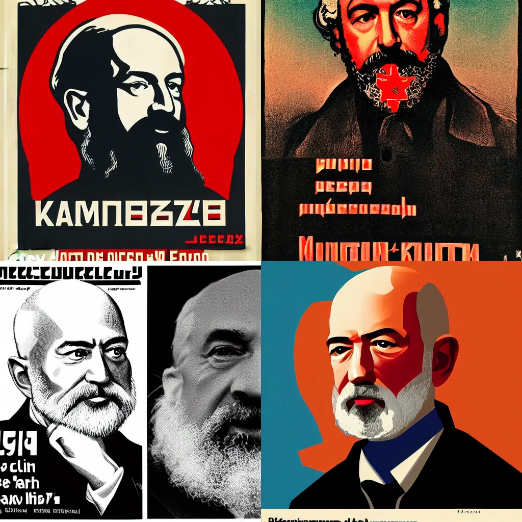 Prompt: Jeff Bezos as Karl Marx, soviet propaganda poster, 8K, masterpiece, trending on Behance