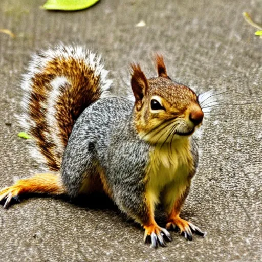 Image similar to ultra detailed photo of a squirrel with human arms