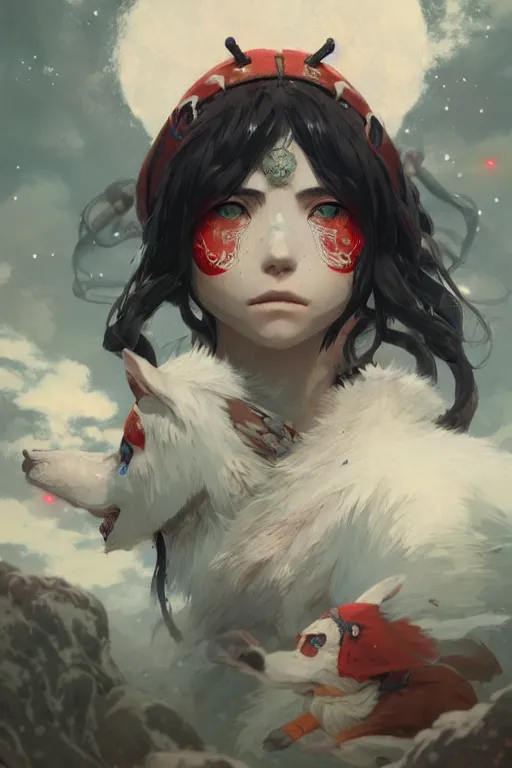 Prompt: mononoke hime, highly detailed, digital painting, artstation, concept art, smooth, sharp focus, illustration, unreal engine 5, 8 k, art by artgerm and greg rutkowski and edgar maxence