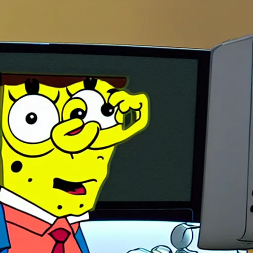 Image similar to spongebob using a pc