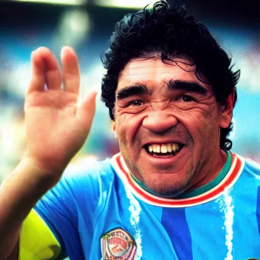 Prompt: a photo of Diego Maradona covered in talcum powder