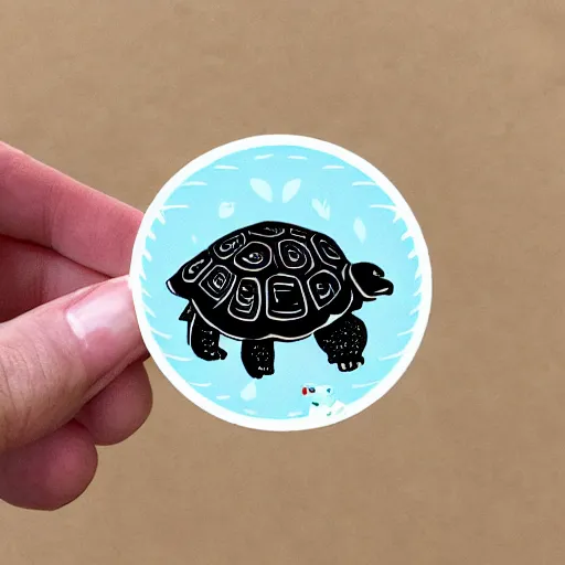 Prompt: florist tortoise cat sticker