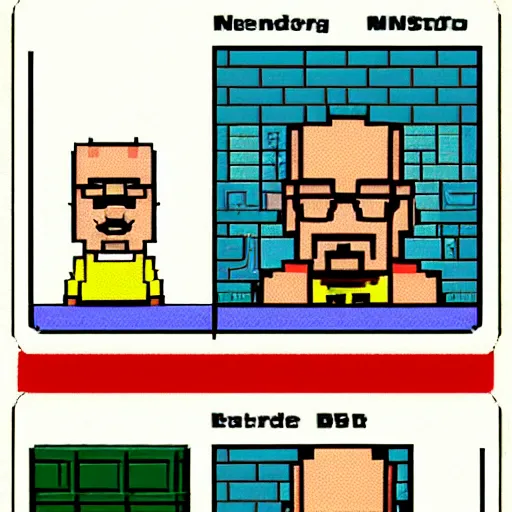 Image similar to walter white as a nintendo nes character