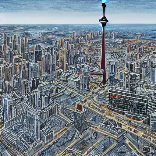 Prompt: Toronto city view, in the style of Leonardo Da Vinci