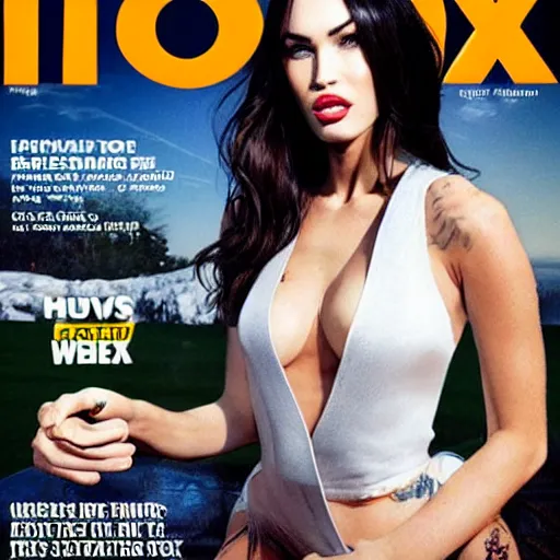 Image similar to megan fox as a fox, humor, magazine